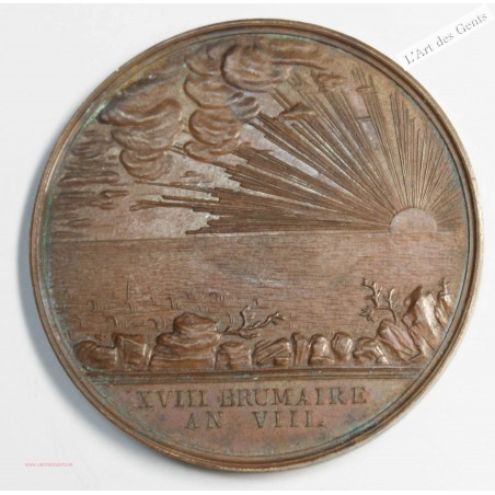 Médaille Bronze, Citoyens du gard, An VIII 1800 par J.B DUBOIS, lartdesgents.fr