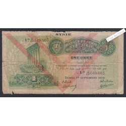 Billet Syrie 1 Livre - JEV 049,865  - 1939  - lartdesgents.fr