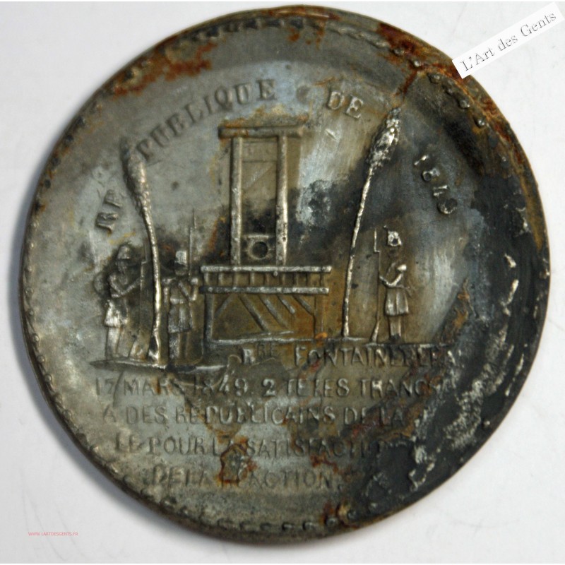 Médaille, Salut public Echafaud,1849, lartdesgents.fr