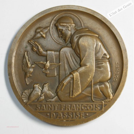 Médaille, Saint François d’Assise, 1938 par COCHET Robert, lartdesgents.fr