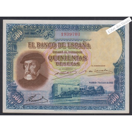 Billet Espagne 500 Pesetas - 1939703 - 1935 - AU/UNC- lartdesgents.fr