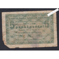 Billet Lituanie 5 Centai - 1922 - lartdesgents.fr
