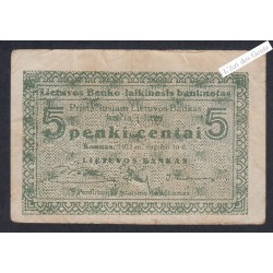 Billet Lituanie 5 Centai - 1922 - P.9a - lartdesgents.fr