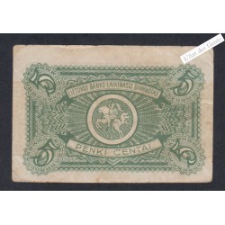 Billet Lituanie 5 Centai - 1922 - P.9a - lartdesgents.fr