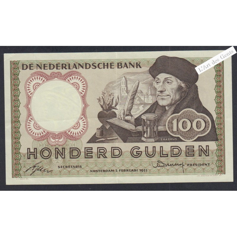 Billet Pays bas 100 Gulden - I J W073170 - 1953 - TTB+ - lartdesgents.fr
