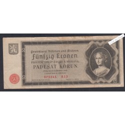 Billet Tchécoslovaquie 50 Korun - A13 675345 - 1940 - lartdesgents.fr