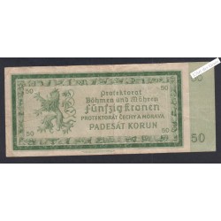 Billet Tchécoslovaquie 50 Korun - A13 675345 - 1940 - lartdesgents.fr