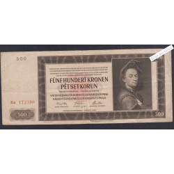 Billet Tchécoslovaquie 500 Korun - Ka 172380 - 1942 - lartdesgents.fr