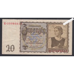 Billet Allemagne 20 Reichsmark - E.0598681 - 1939 - lartdesgents.fr