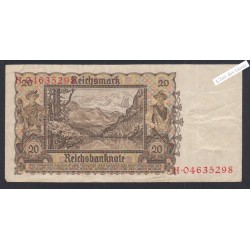 Billet Allemagne 20 Reichsmark - H.0463529 - 1939 - lartdesgents.fr