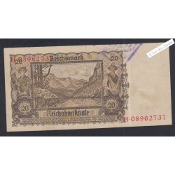 Billet Allemagne 20 Reichsmark - H.08962737- 1939 - lartdesgents.fr