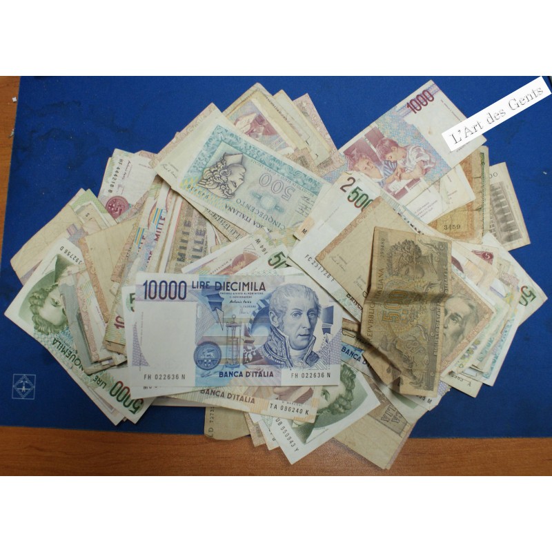 Lot de 270 billets d'Italie de 500 Lire à 10000 Lire - lartdesgents.fr