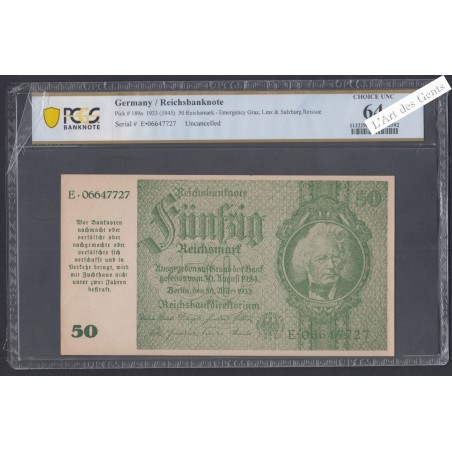 50 Reichsmark 1933 (1945) Uncancelled - E.06647727- AUNC 64 - lartdesgents.fr