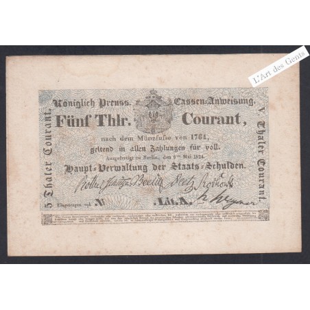 Billet Allemagne 5 Thaler 1824 Lettre C - lartdesgents.fr