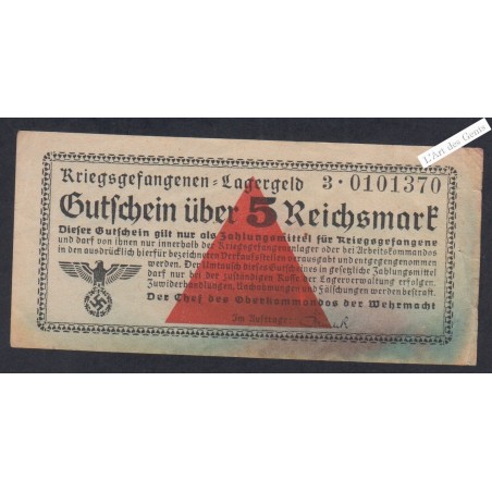 Billet Allemagne  5 Reichsmark Lagergeld - 3.0101370 - 1939 - lartdesgents.fr
