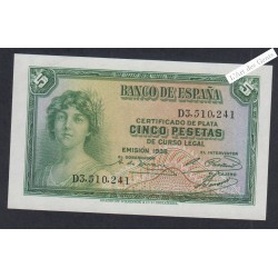 Billet Espagne 5 Pesetas - D3.510.241 - 1935 -  lartdesgents.fr
