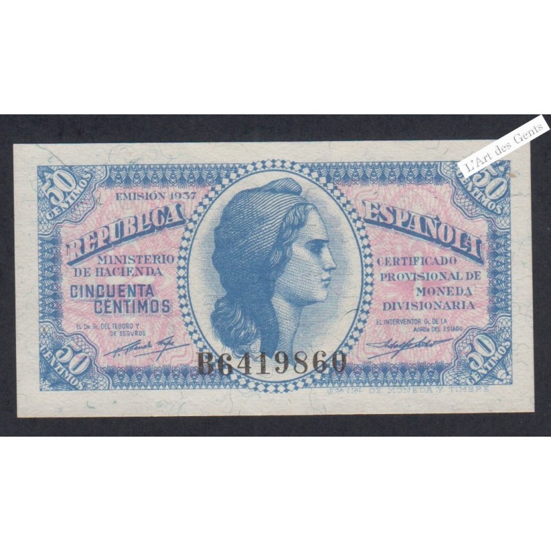 Billet Espagne 50 Centimos - B6419860 - 1937 -  lartdesgents.fr