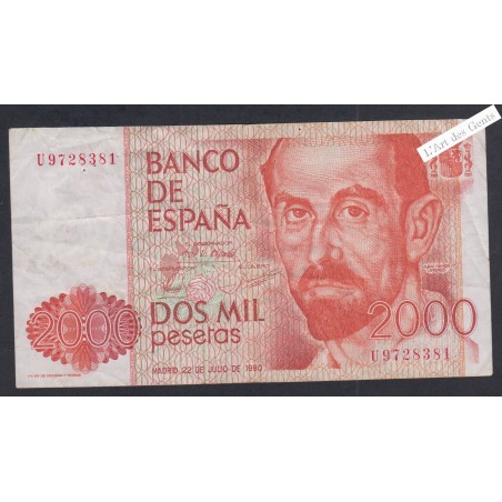 Billet Espagne 2000 Pesetas - 1D2602302 - 1980 -  lartdesgents.fr