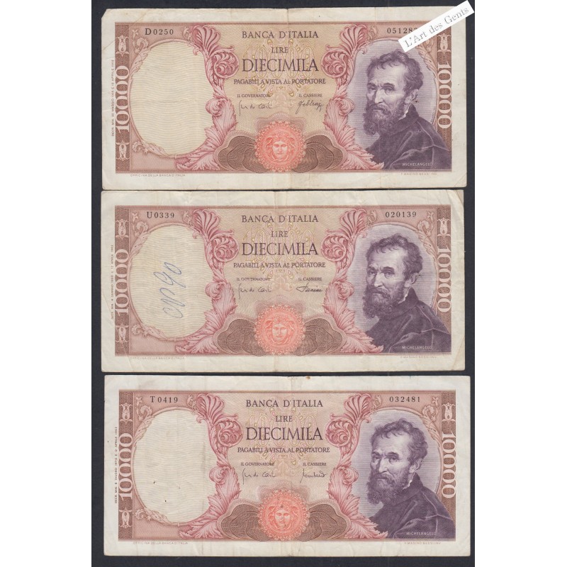 Lot 3 Billets Italie 500 Lire - D138 064209 - 1966-68-70 -  lartdesgents.fr