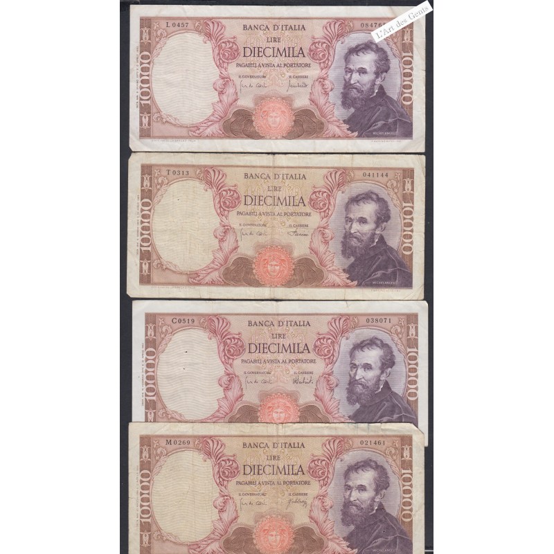 Lot 4 Billets Italie 10000 Lire - 1966-68-70-73 -  lartdesgents.fr
