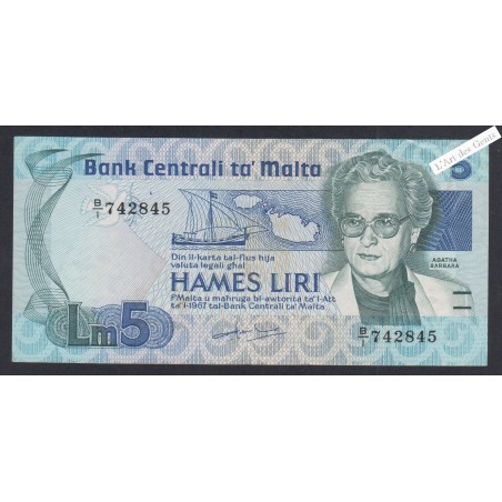 Billet Malte 5 Liri - BI742845 - 1967 -  lartdesgents.fr