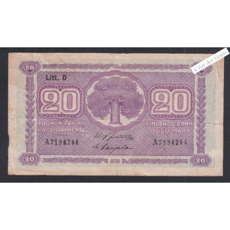 Billet Finlande 20 Marka - A7194244 - 1939 -  lartdesgents.fr