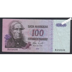 Billet Finlande 100 Marka - D8729399 - 1976 - TTB -  lartdesgents.fr