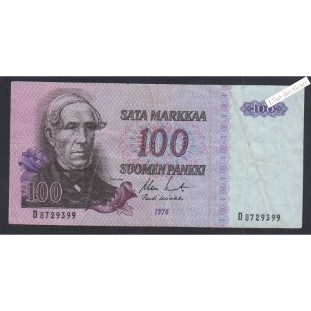 Billet Finlande 100 Marka - D8729399 - 1976 - TTB -  lartdesgents.fr