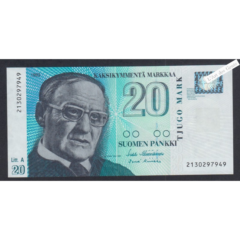 Billet Finlande 20 MarkKaa - 1993 - P/Neuf -  lartdesgents.fr
