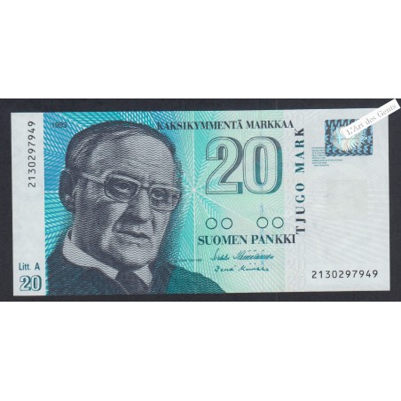 Billet Finlande 20 MarkKaa - 1993 - P/Neuf -  lartdesgents.fr