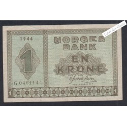 Billet Norvège 1 Krone - G.0461144 - 1944  -  lartdesgents.fr
