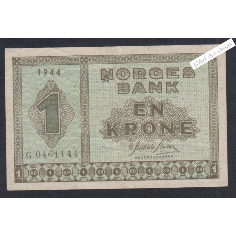 Billet Norvège 1 Krone - G.0461144 - 1944  -  lartdesgents.fr