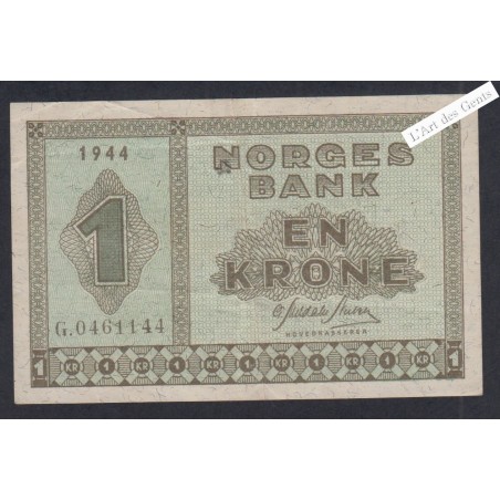 Billet Norvège 1 Krone - G.0461144 - 1944  -  lartdesgents.fr