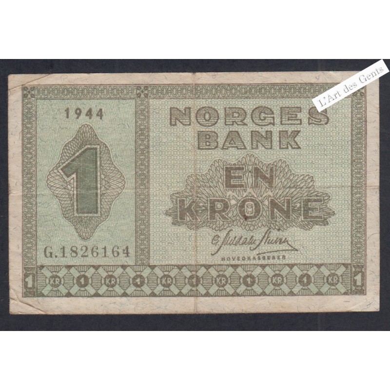 Billet Norvège 1 Krone - G.1826164 - 1944  -  lartdesgents.fr