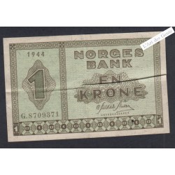 Billet Norvège 1 Krone - G.8709371 - 1944  -  lartdesgents.fr