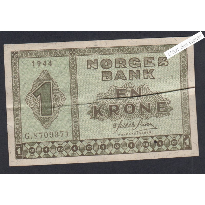 Billet Norvège 1 Krone - G.8709371 - 1944  -  lartdesgents.fr