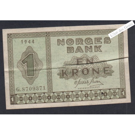 Billet Norvège 1 Krone - G.8709371 - 1944  -  lartdesgents.fr