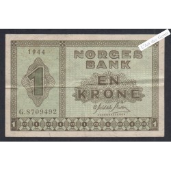 Billet Norvège 1 Krone - G.8709492 - 1944  -  lartdesgents.fr