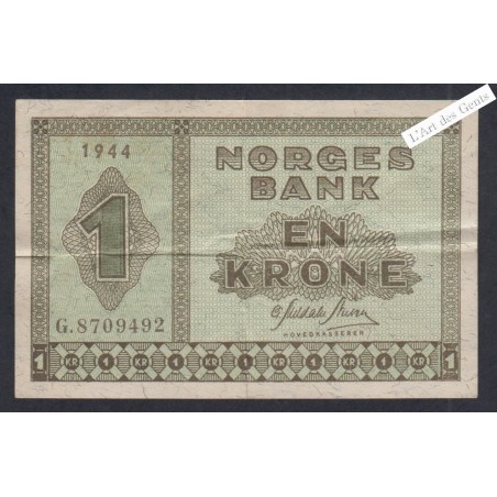 Billet Norvège 1 Krone - G.8709492 - 1944  -  lartdesgents.fr