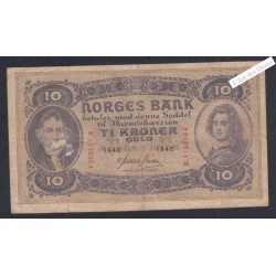 Billet Norvège 10 Kroner  - B.1132064  - 1942  -  lartdesgents.fr