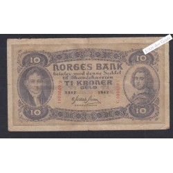 Billet Norvège 10 Kroner  -  C.0996941  - 1942  -  lartdesgents.fr