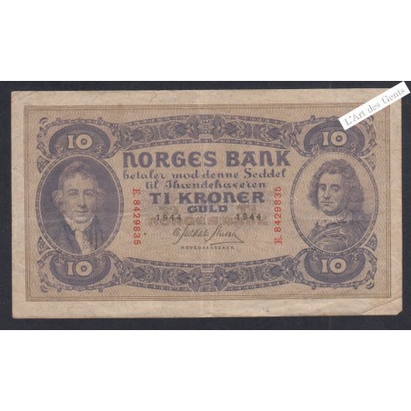 Billet Norvège 10 Kroner  -  E.8429835  - 1944  -  lartdesgents.fr