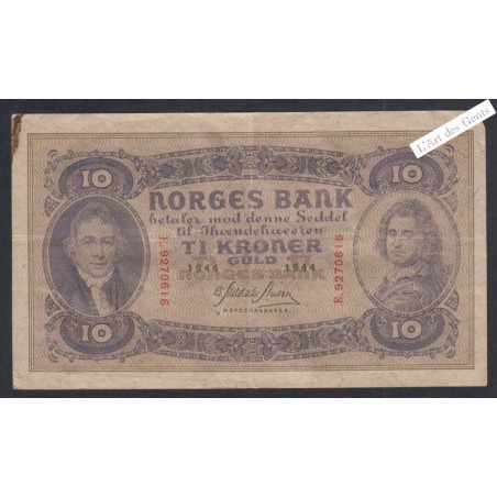 Billet Norvège 10 Kroner  -  E.9270616  - 1944  -  lartdesgents.fr