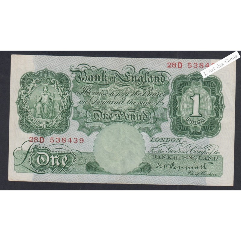 Billet Grande Bretagne 1 Pound  -  28D 538439  - 1948-49 - P.369a -  lartdesgents.fr