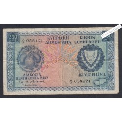 Billet Chypre  - 250 Mils   - 1961 - A-3 058421 -  lartdesgents.fr
