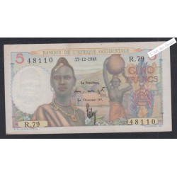 Billet Afrique Occidentale  - 5 Francs   - 1948 - R.79  48110 - TTB lartdesgents.fr