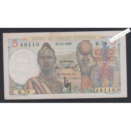 Billet Afrique Occidentale  - 5 Francs   - 1948 - R.79  48110 - TTB lartdesgents.fr