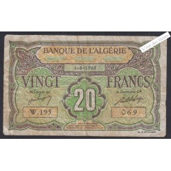 Billet Algérie  - 20 Francs  - 1948 - W.195 069 -  lartdesgents.fr
