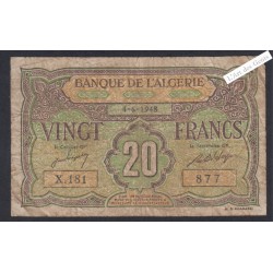 Billet Algérie  - 20 Francs  - 1948 - X.181 877 -  lartdesgents.fr