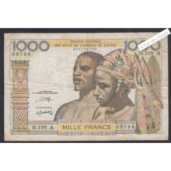 Billet Côte d'Ivoire - 1000  Francs - H.199 A 09708 - 1980 -  lartdesgents.fr